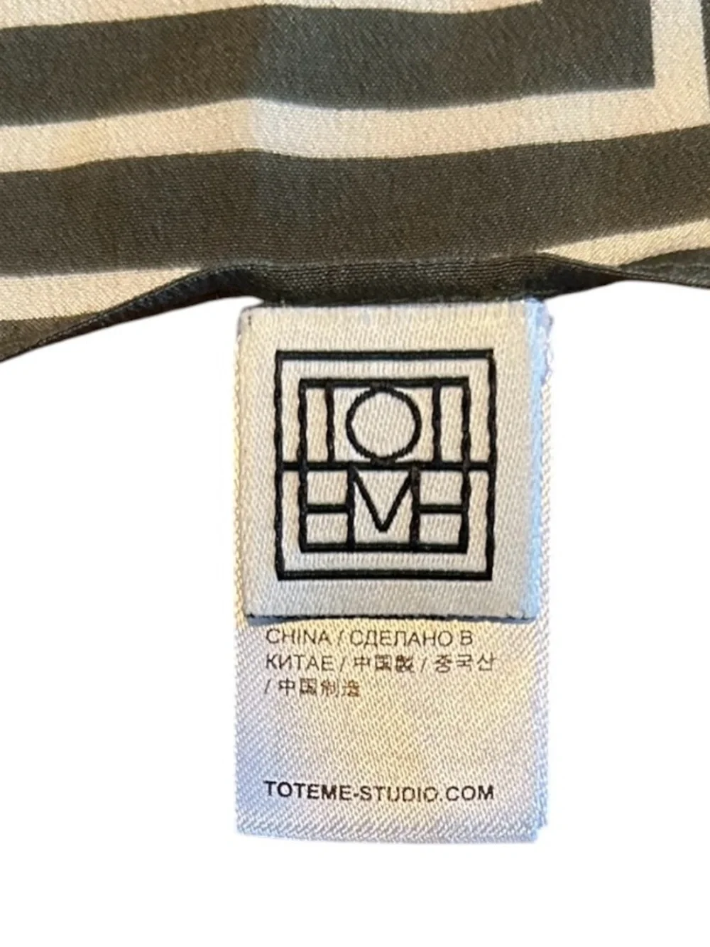 TOTEME Signature monogram silk scarf in olive green